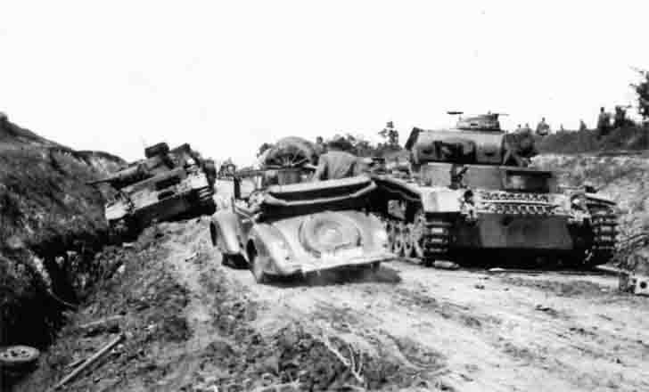 Destroyed German Pz.III medium tanks