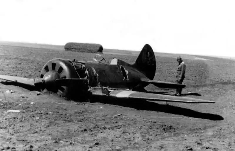 Soviet I-16 Fighter Forced Landing in Open Field, Summer 1941