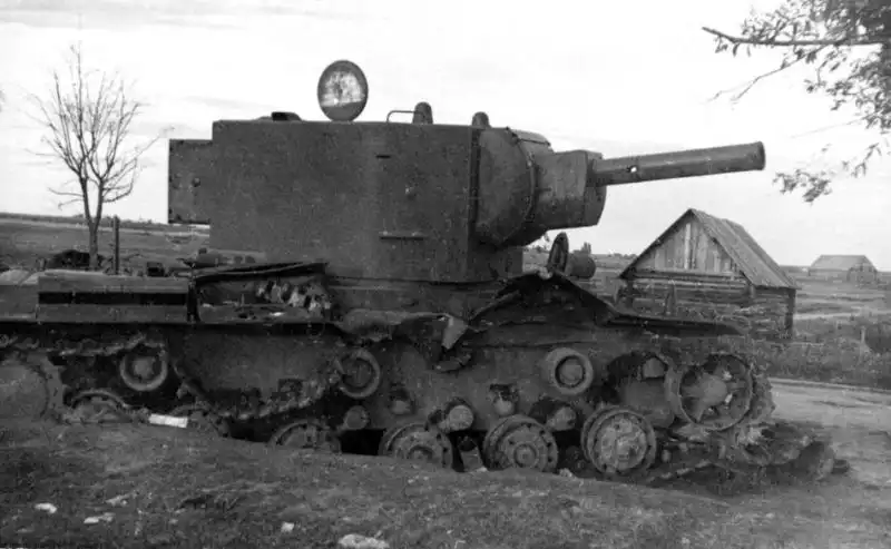 Soviet KV-2 Tank No. B-4754 Destroyed in Battle for Ostrov, July 1941