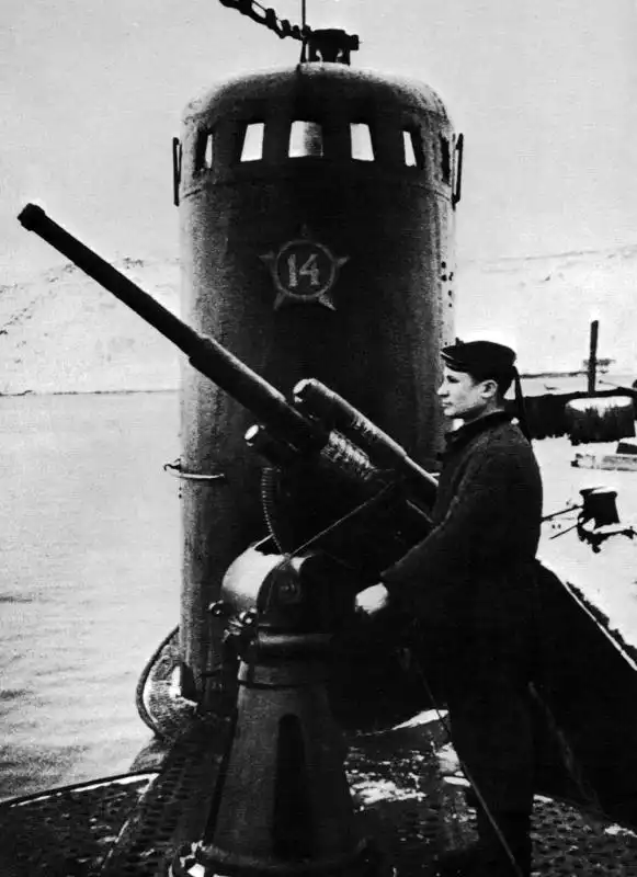 Soviet Submarine M-171 Ready to Fire Its Gun — Arctic Ocean, 1943