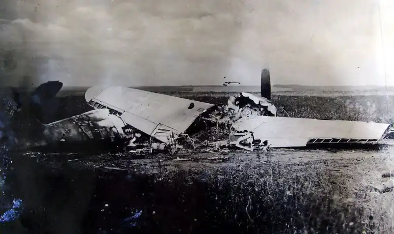 Destroyed German Messerschmitt Bf 109G-5 fighter