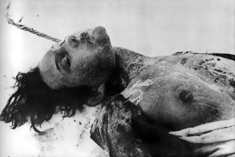 Historical archival photograph of Soviet partisan Zoya Kosmodemyanskaya by Sergey Strunnikov Petrishchevo 1942.
