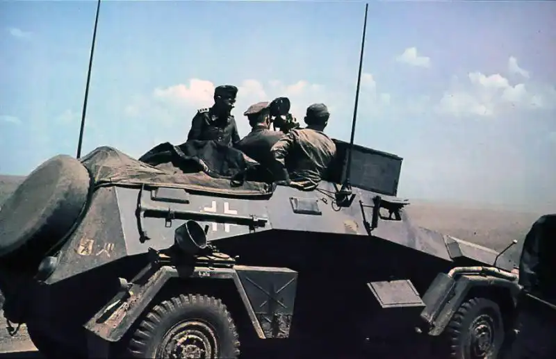 A Nazi propaganda film captures the Sd.Kfz.247 Ausf.B armored vehicle of the 3rd Panzer Division