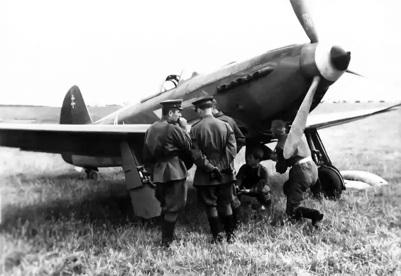 WWII photo showing Soviet Yak-3 fighters of the French Normandie-Niemen Regiment being serviced by Soviet technicians in Stuttgart, Germany, before their return flight to France in June 1945.