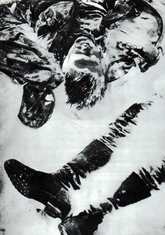 Frozen German soldiers killed during the Battle of Moscow, left unburied in the snow