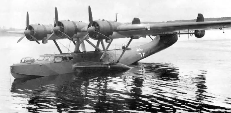 German Dornier Do 24N-1 flying boat floating on calm water in Germany, 1941.