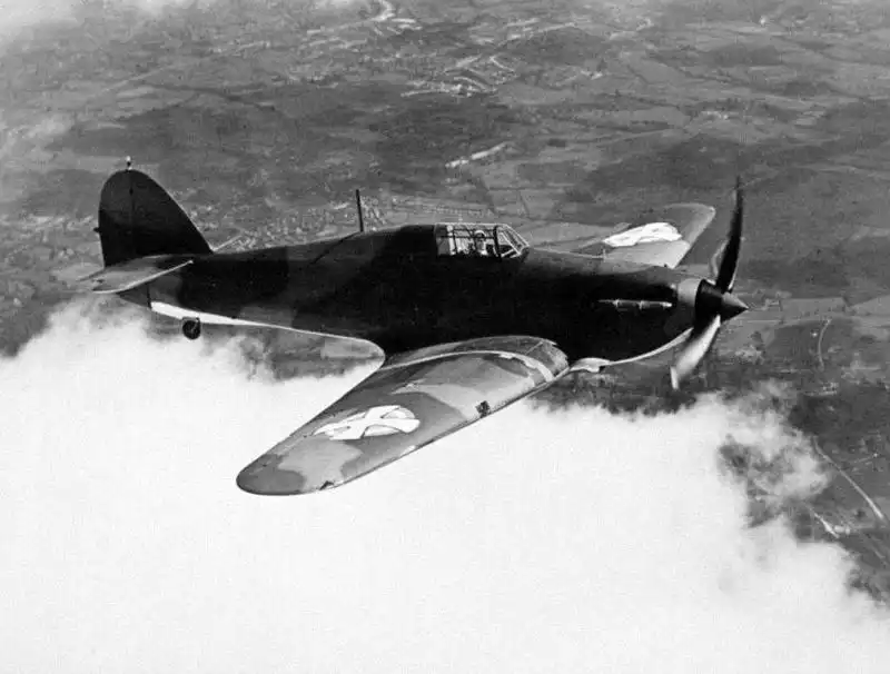Royal Yugoslav Air Force Hawker Hurricane Mk I fighter in flight showing Yugoslav wing insignias 1940.