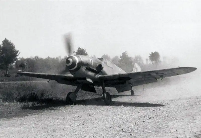 German Fighter Messerschmitt Bf.109G-10/AS Returns from Combat Mission — April 1945