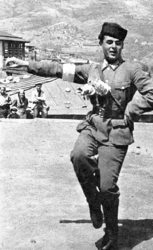 Crimean Tatar Wehrmacht volunteer dancing on the Southern Coast of Crimea, 1942