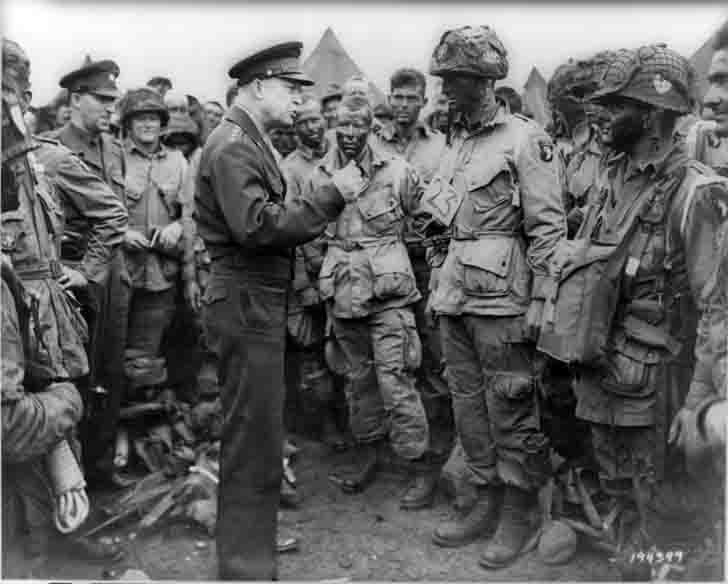 General Dwight D. Eisenhower and paratroopers