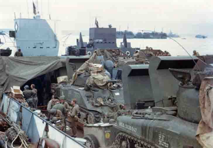 Transportation "Sherman" medium tanks to Normandy