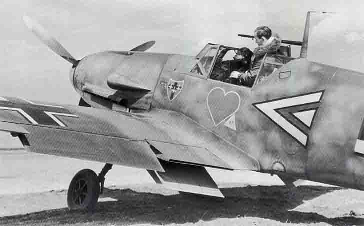 Pilot ace Reinhard Seiler in his Messerschmitt Bf-109F-4