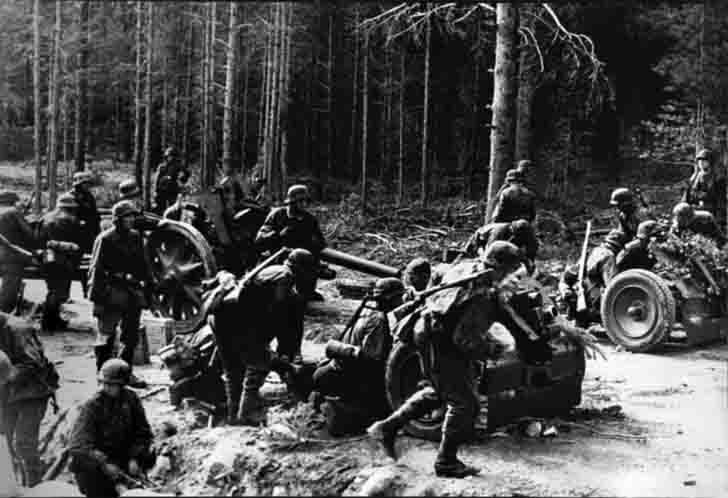 German field artillery in firing positions
