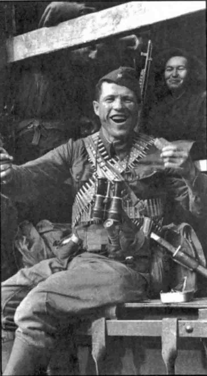 Soviet soldier with French binoculars