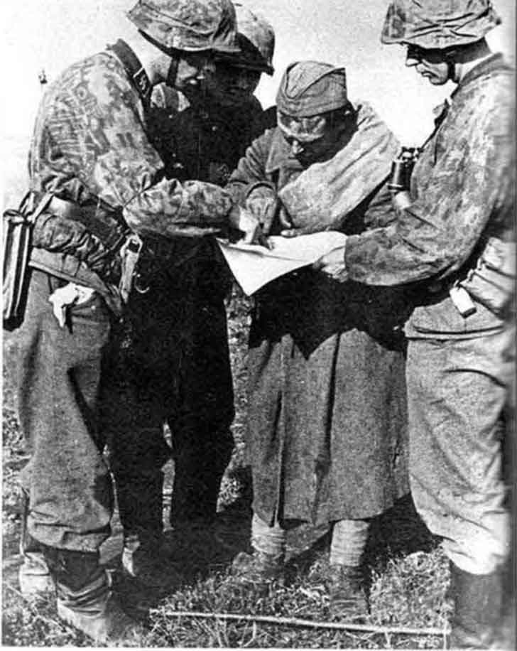 Captured Red Army soldier shares information with the Waffen SS