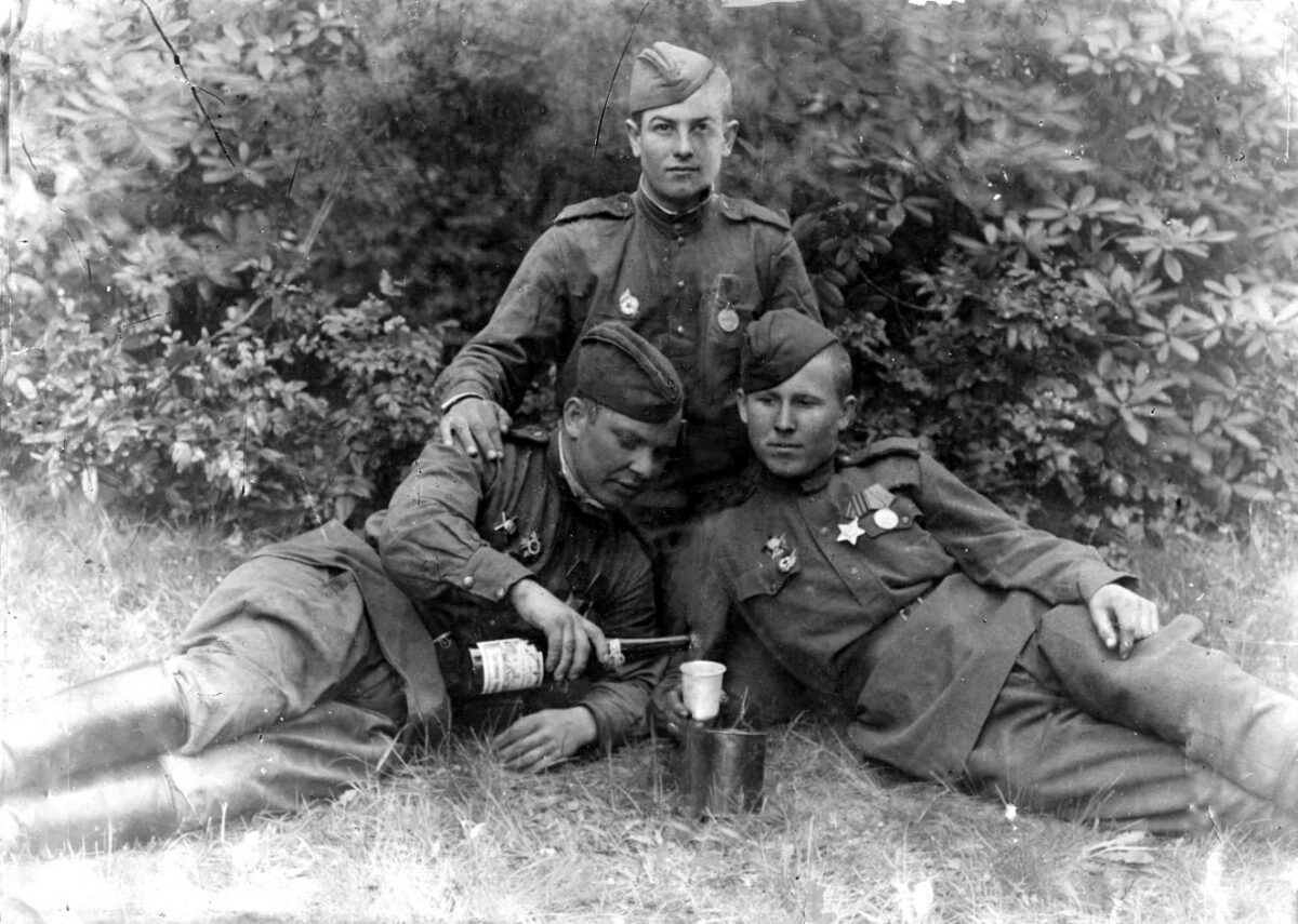 Soviet soldiers drink