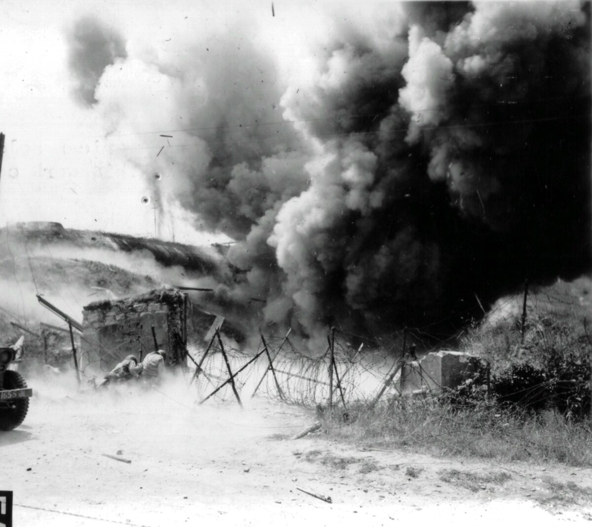 Explosion of the German bunker
