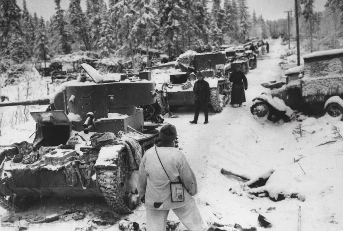 Destroyed convoy of the Soviet 44th Division