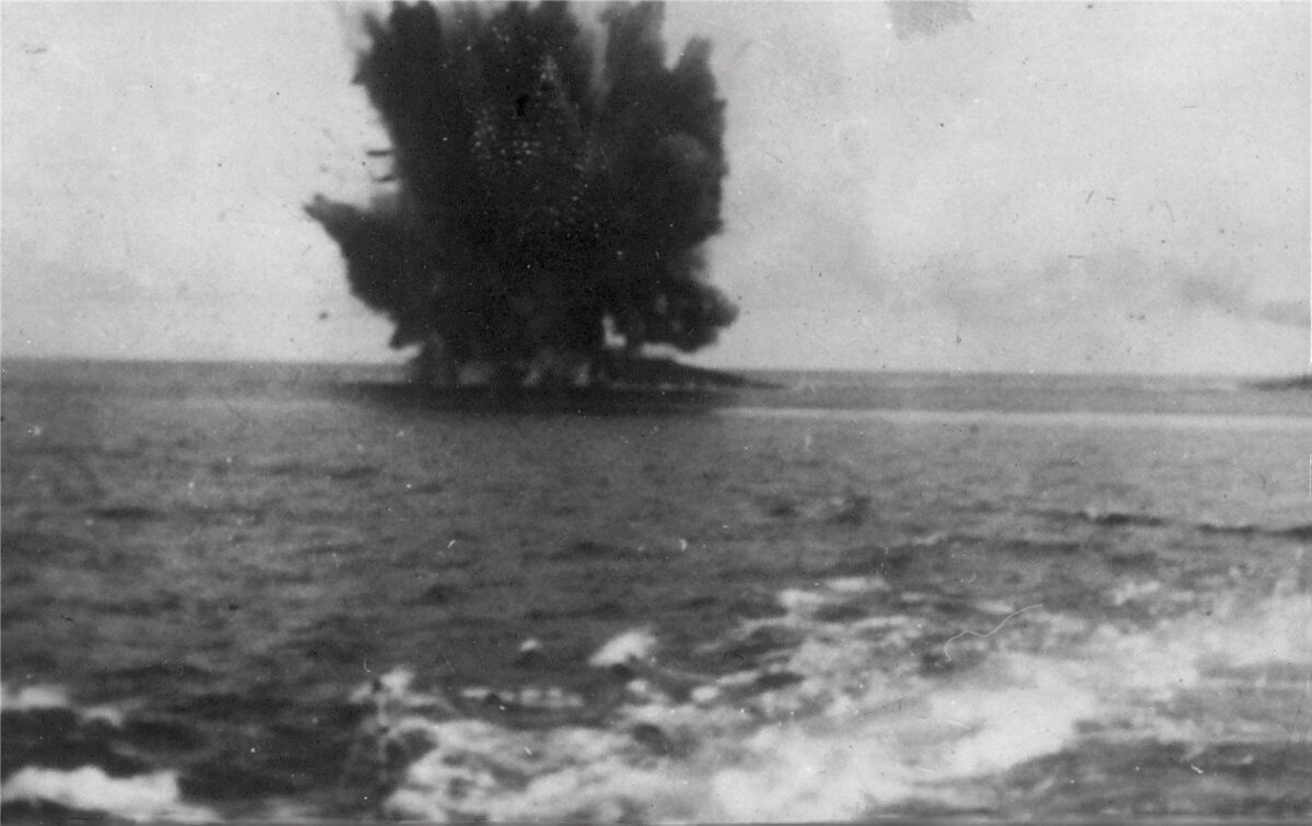 The explosion of the Barham battleship