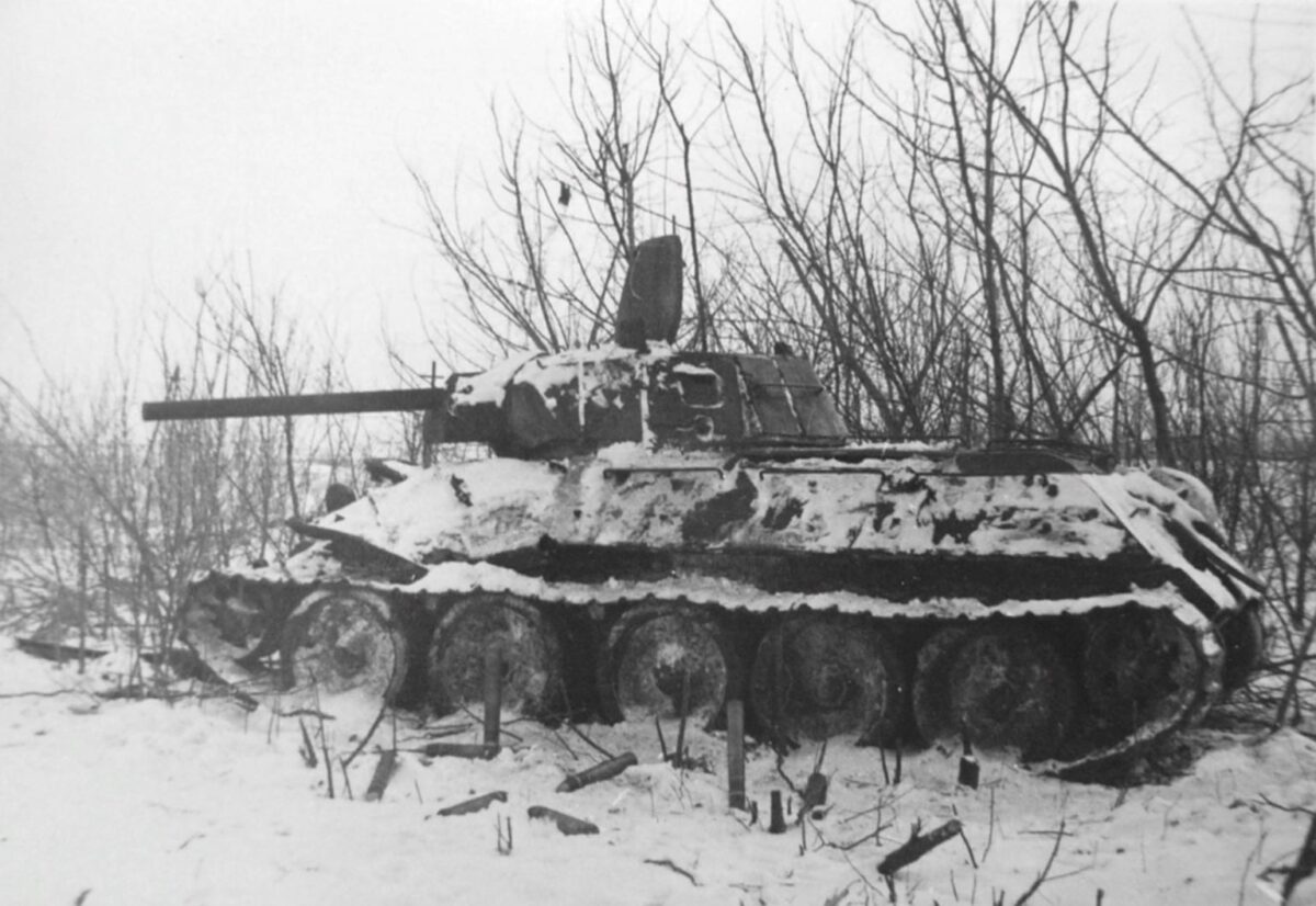 T-34 tank with shielded turret