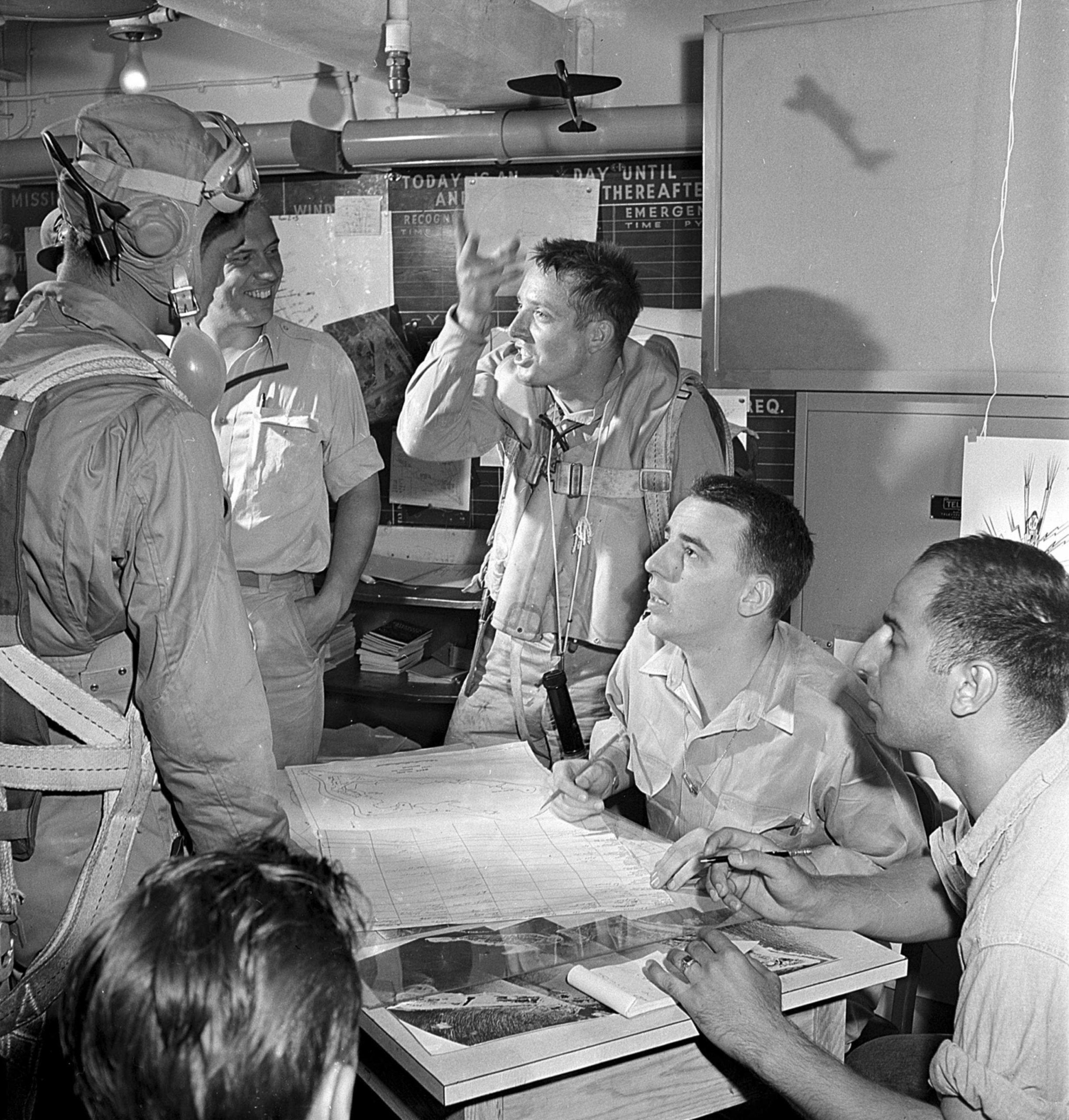 US dive bomber pilots from the aircraft carrier Yorktown