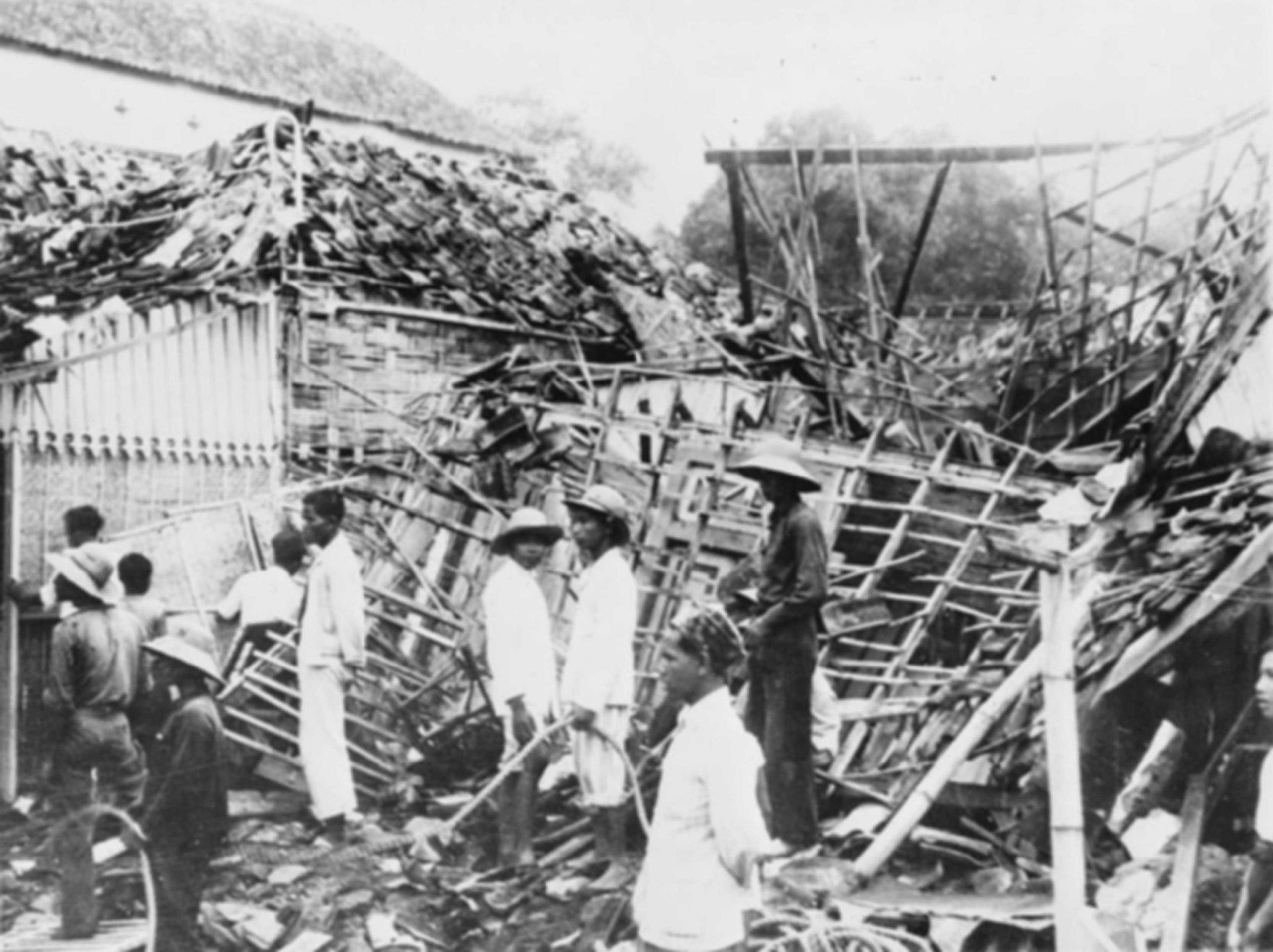 Destruction in Surabaya on the island of Java