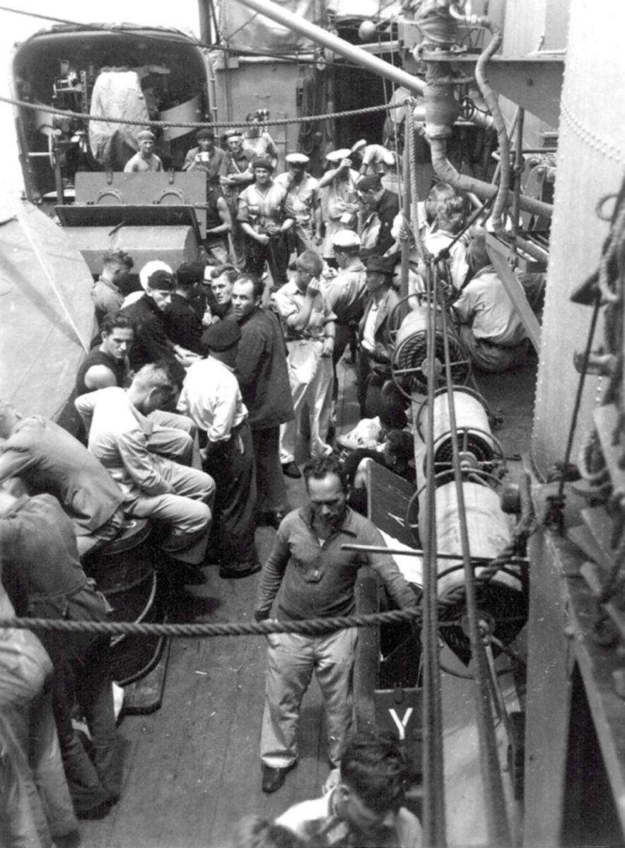Captured sailors from the sunk German Ramses Raider