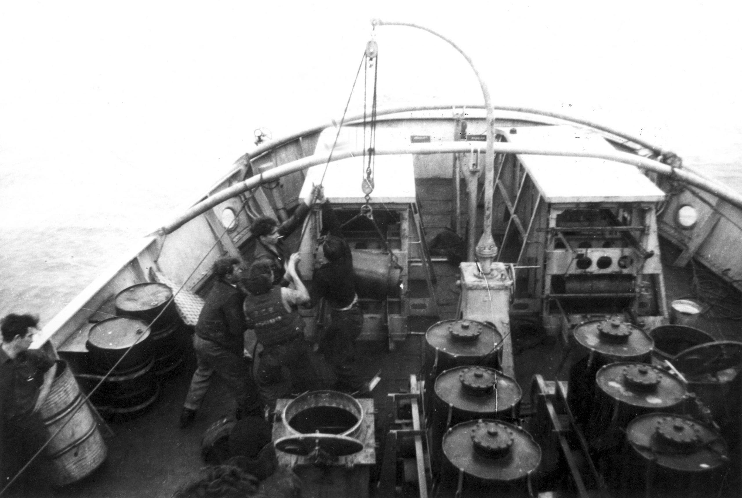 Sailors from the crew of the Canadian Quesnel corvette