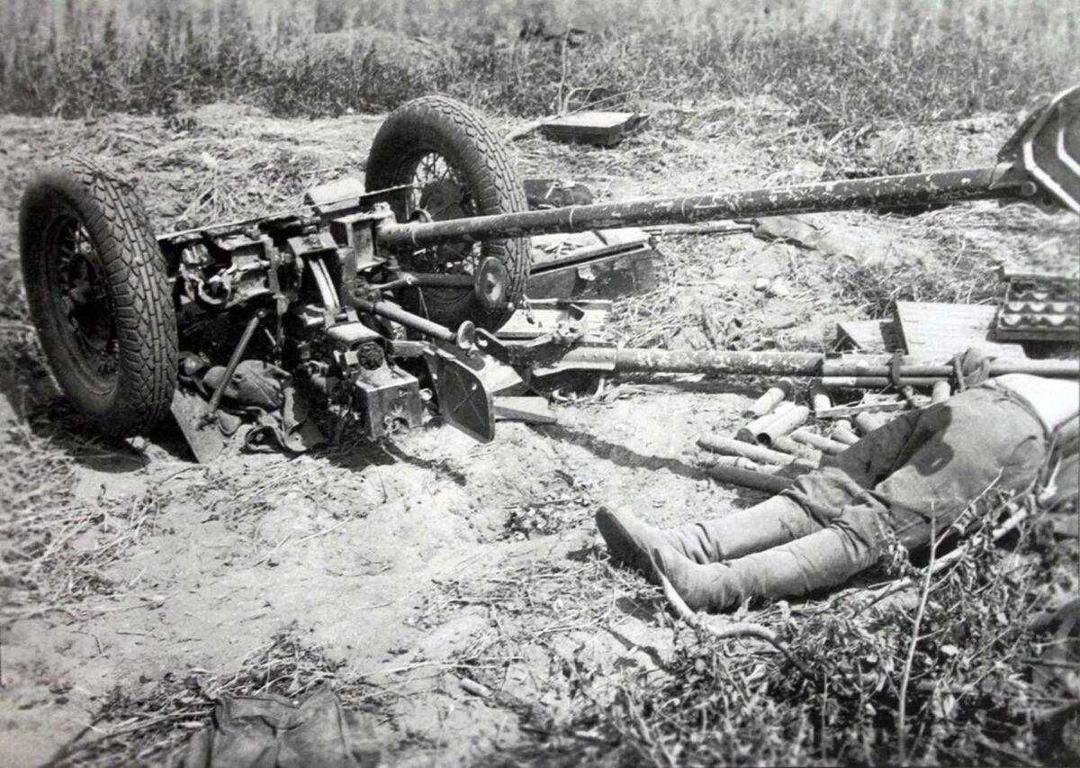 Broken Soviet 45-mm anti-tank gun