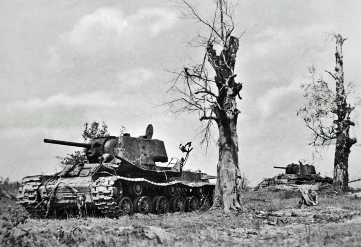 Soviet tanks KV-1, destroyed