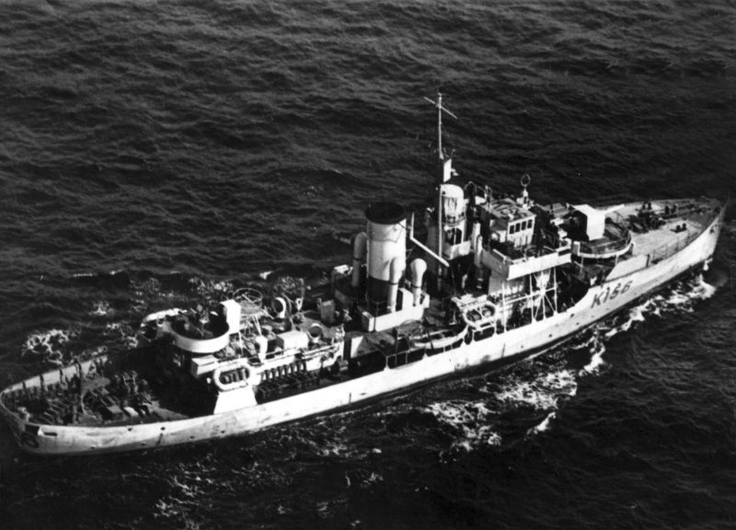 Aerial view of the Canadian corvette Chicoutimi