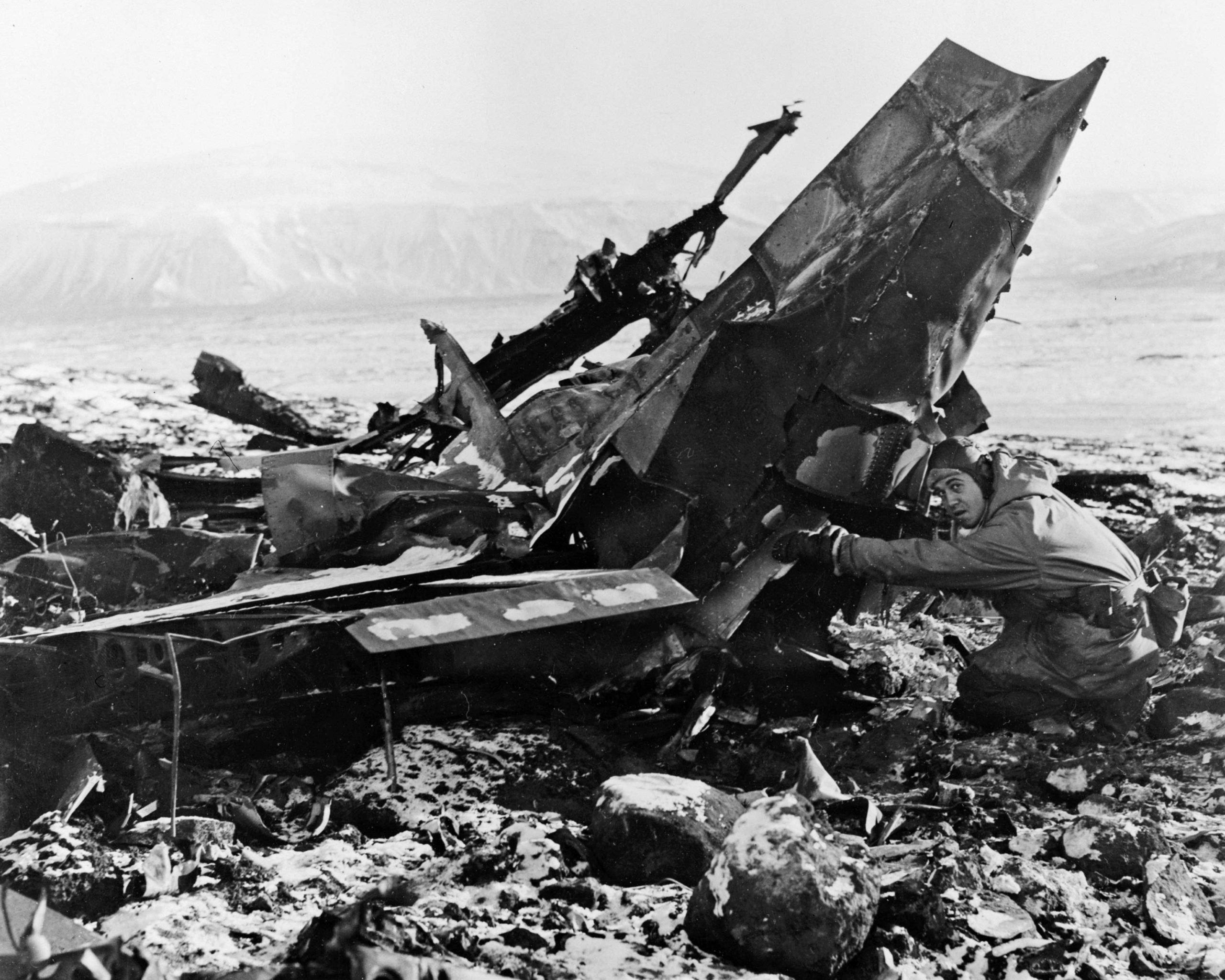 The wreckage of the German Focke-Wulf Fw.200