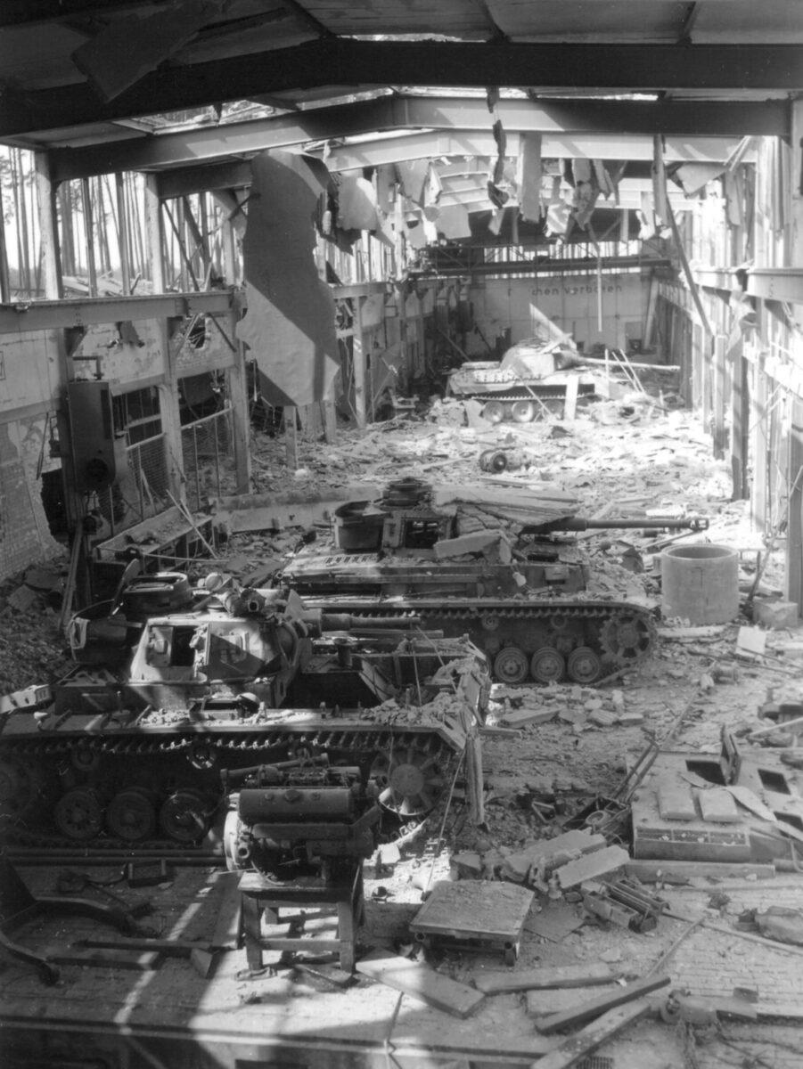 Destroyed tank repair workshop