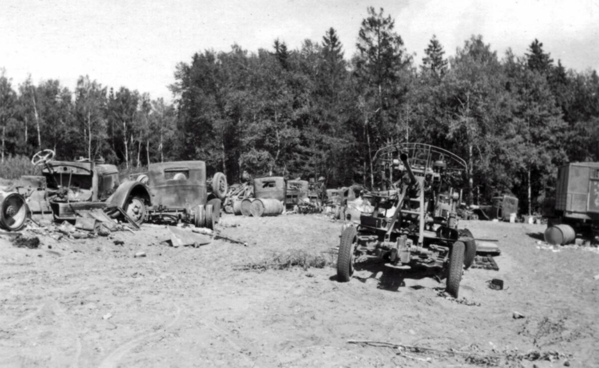 Defeated motorcade of the Russian army