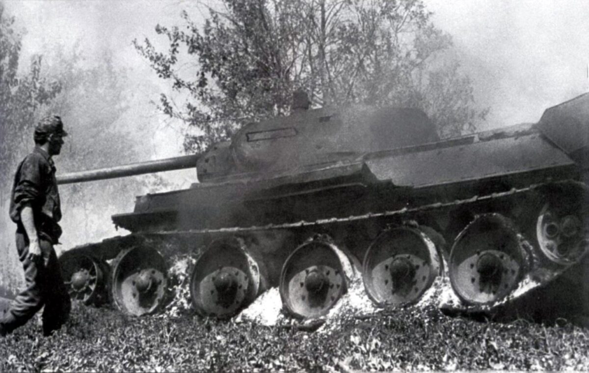 Destroyed Russian tank